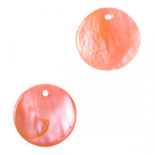Shell charm round 15mm Coral pink